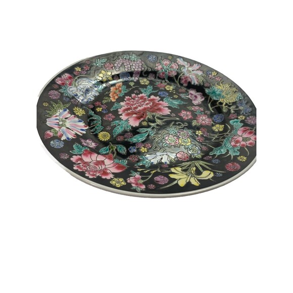 Chinese Dinner Plate Millie Fleur Hand painted Porcelain Enamel Vintage - Picture 6 of 9